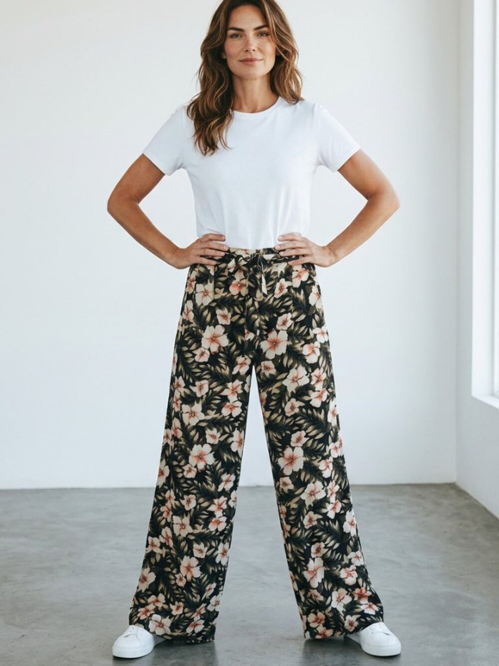 Volcom Black Wide-Leg Floral Jumpsuit Pants with Pink and Cream Flowers